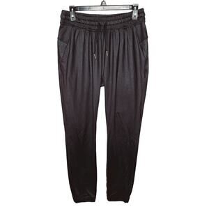 Lululemon Women's Gray Metallic Shine Jogger Pants Mesh Pockets 8 ? Drawstring